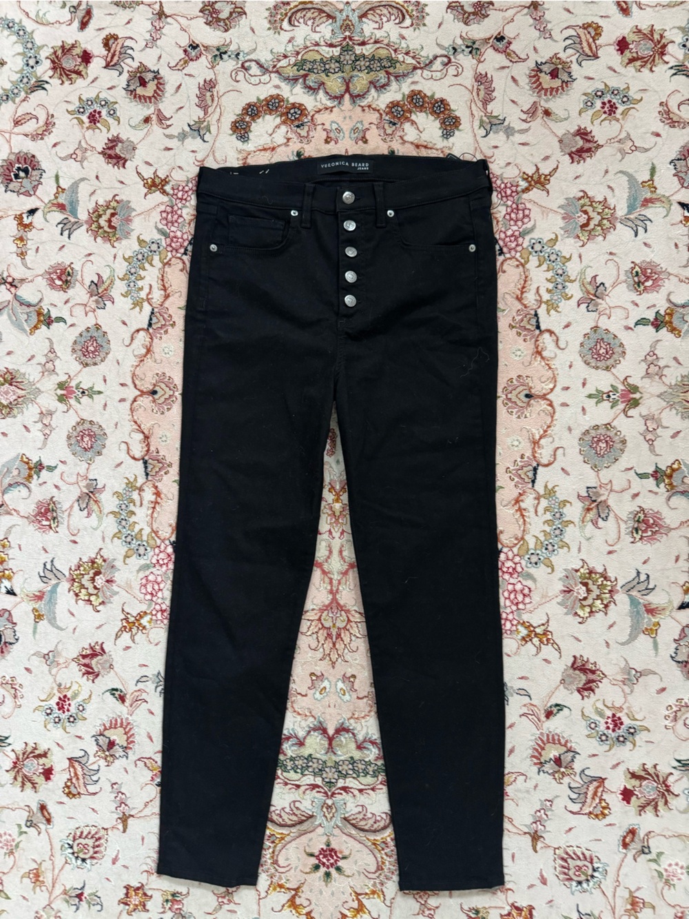 Veronica Beard Black Skinny Button-Fly Jeans